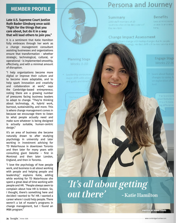 Chamber insights magazine photo of Katie Hamilton article