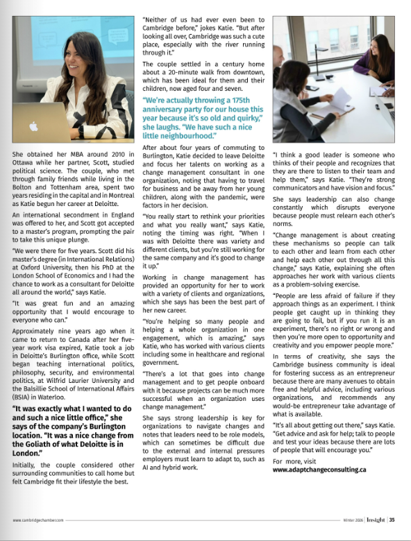 Chamber insights magazine photo of Katie Hamilton article